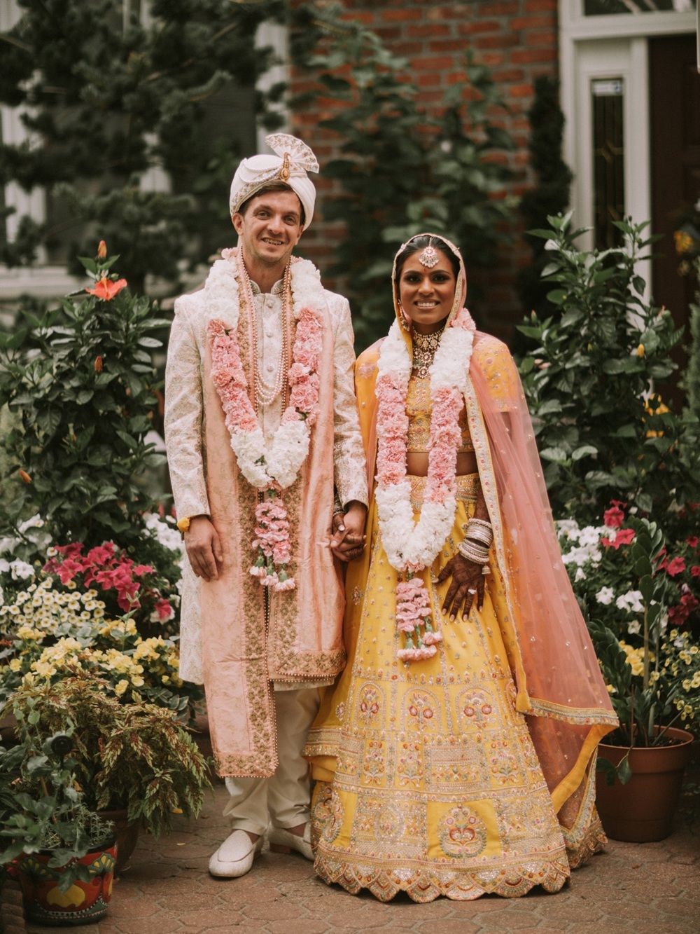 Mustard Yellow & Pink Bridal Lehenga Size Small